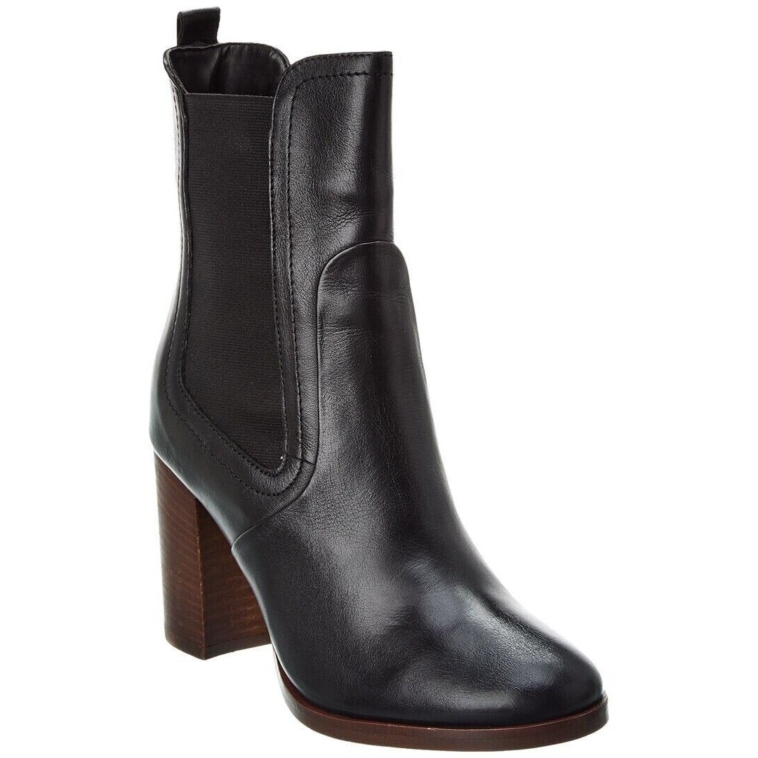 Ted Baker Daphina Leather Bootie Black Block Heel Boot Women Size 7.5 / 38 New
